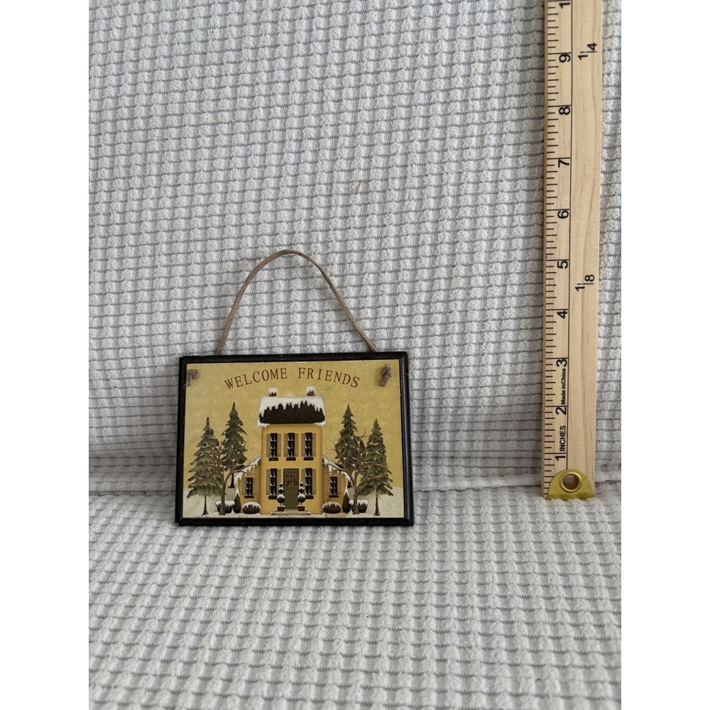 Primitive House “Welcome Friends” Slate Impressions 4x6” Mini Art Decor Country